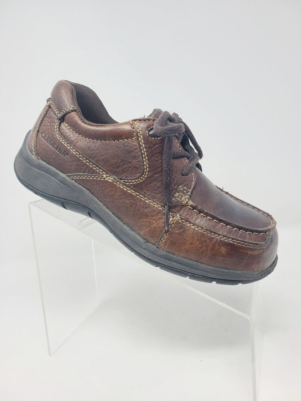 Carolina Comfort Mens Work Shoes Lace Up Oxfords Steel Toe Size 8D Brown Leather